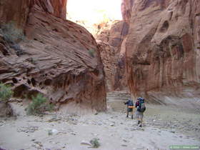 Chuck and Brian hiking up Paria Canyon.